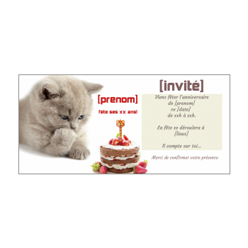 Invitation D Anniversaire Chat A Imprimer Gratuit Ou Envoyer En Ligne