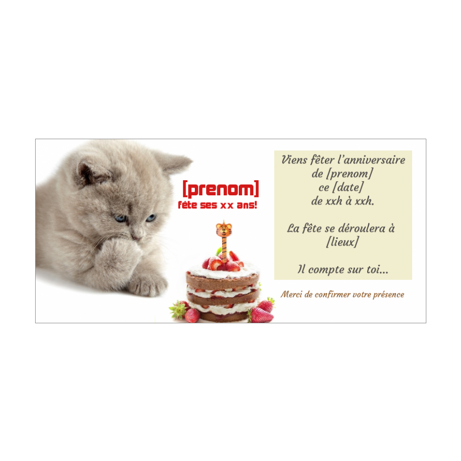 carte invitation anniversaire chat gratuite à imprimer Carte Invitation Anniversaire Fraise Chat Enfant Gratuit A carte invitation anniversaire chat gratuite à imprimer