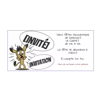 carte invitation anniversaire chien dessin enfant marron 