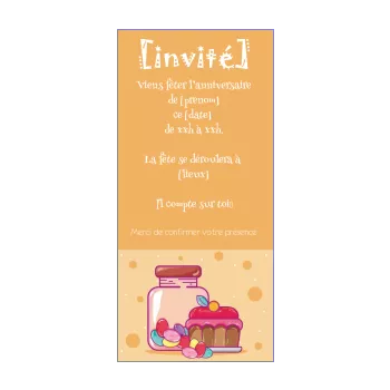 Carte Invitation Anniversaire Enfant Gateau Ballon gratuit à imprimer  (carte 3389)