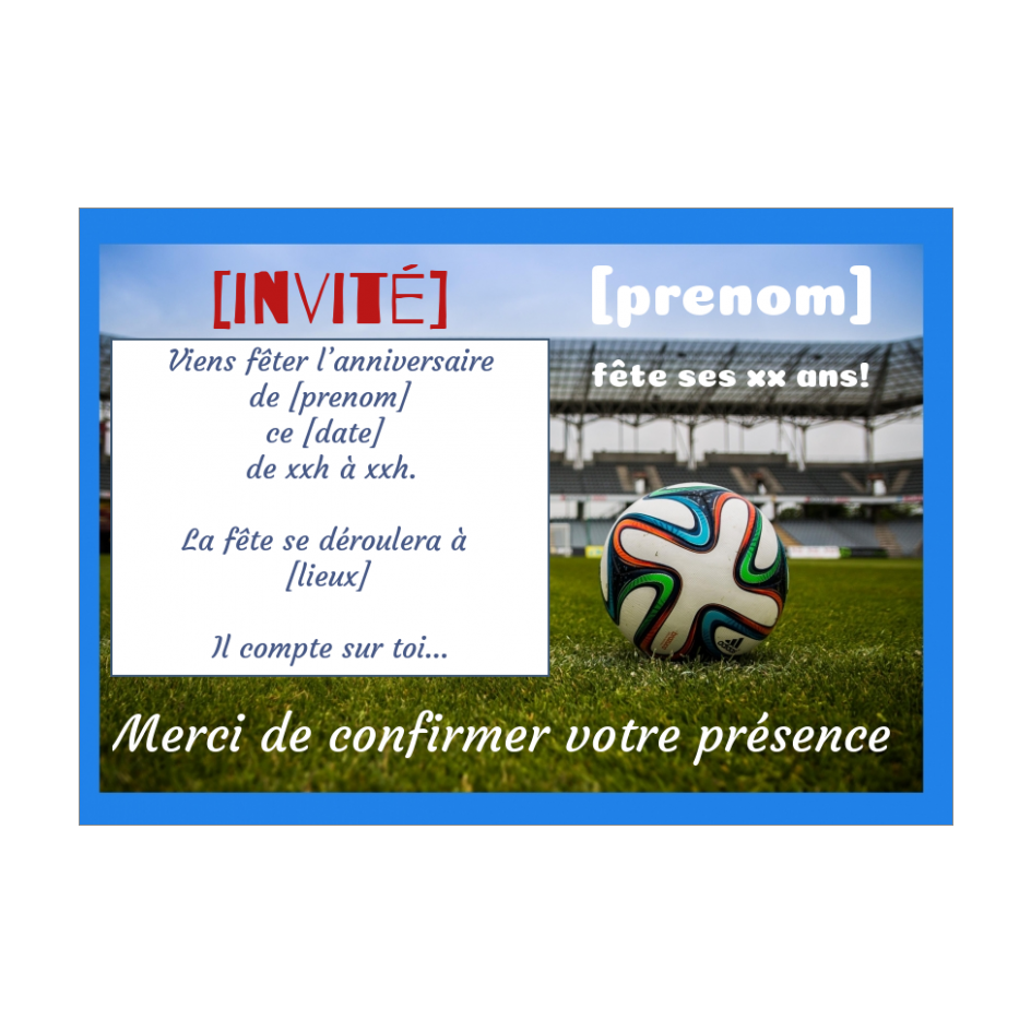 Carte Invitation Anniversaire Football Enfant Sport A Imprimer Carte 2370