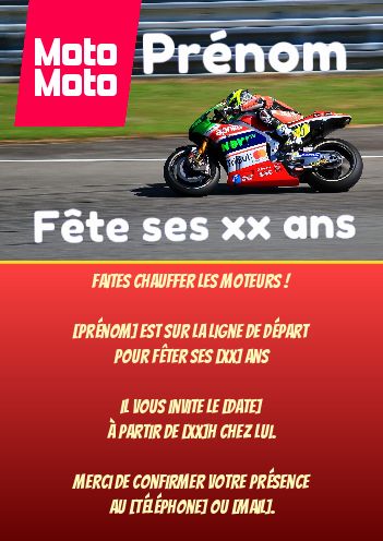 carte invitation anniversaire moto Carte Invitation Anniversaire Magazine Rouge Moto Gratuit A carte invitation anniversaire moto
