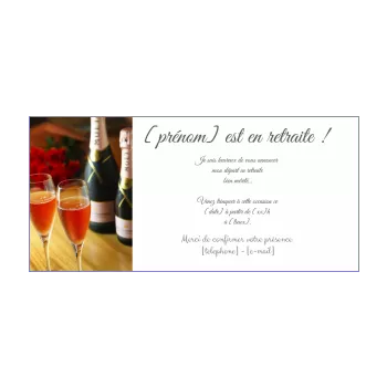 carte invitation retraite champagne fete elegant rose 