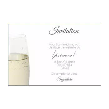 carte invitation retraite champagne blanc 