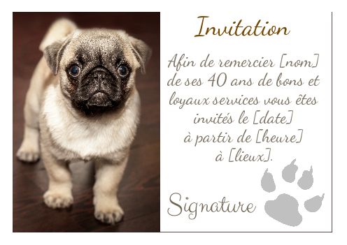 Carte Invitation Retraite Chien Marron Blanc Gratuit à