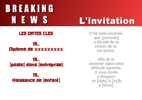 Verso Carte Invitation Retraite Fete Journal avec photo à imprimer