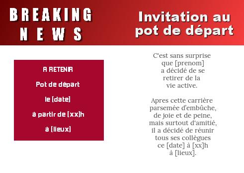 Verso Carte Invitation Retraite Journal Magazine avec photo à imprimer