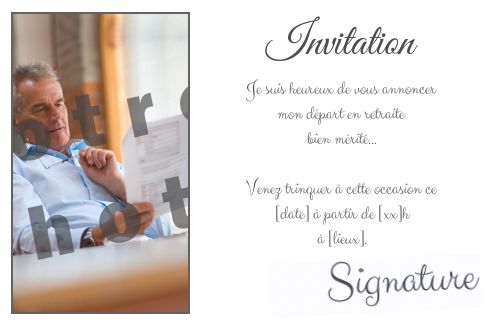 Carte Invitation Retraite Fete Blanc avec photo à imprimer