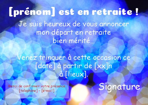 Carte Invitation Retraite Fete Bleu gratuit à imprimer