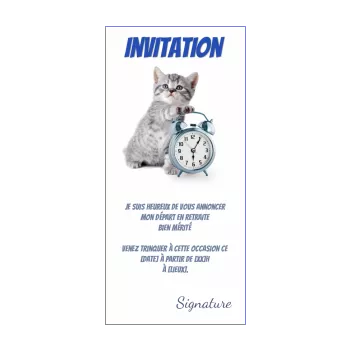 carte invitation retraite fete humour chat 