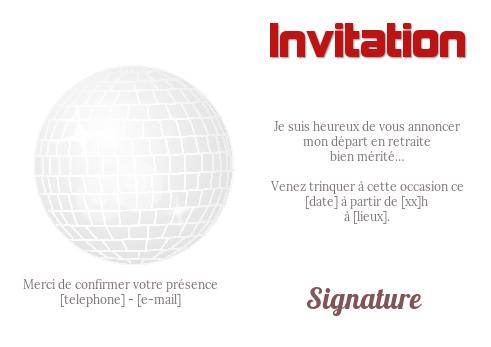 Verso Carte Invitation Retraite Fete Humour à imprimer