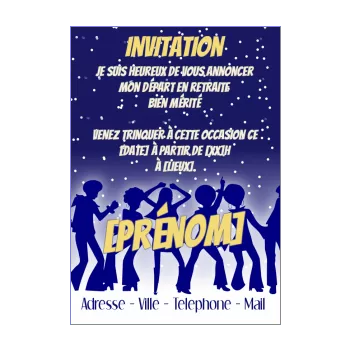 carte invitation retraite fete bleu danse dessin 
