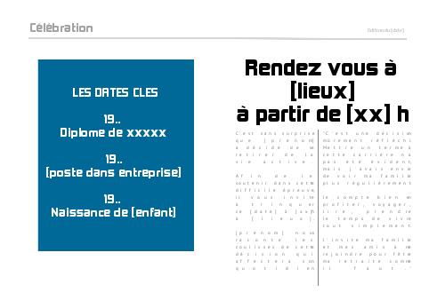 Verso Carte Invitation Retraite Fete Journal avec photo à imprimer