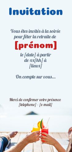 Carte Invitation Retraite Fete Cocktail gratuit à imprimer