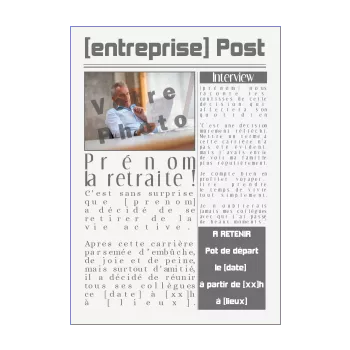 carte invitation retraite journal magazine blanc noir 