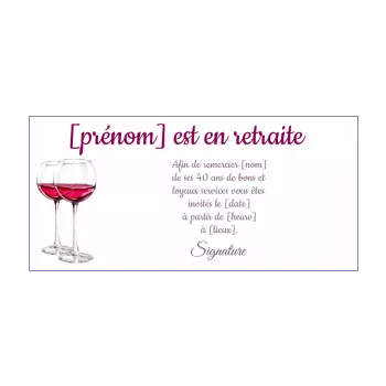 carte invitation retraite blanc rouge vin 