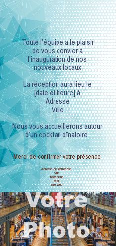 Inauguration Invitation Commerce Bleu Local avec photo à imprimer