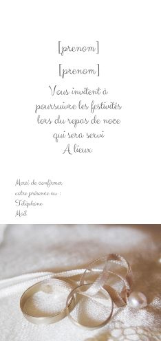Carte Invitation Mariage Repas Anneau à imprimer