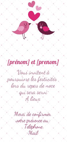 Carte Invitation Mariage Repas Coeur à imprimer