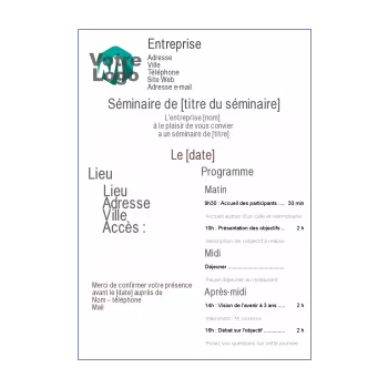 carte invitation reunion seminaire blanc 