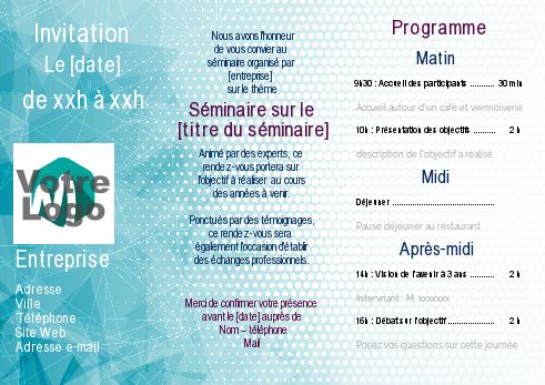 Carte Invitation Reunion Seminaire Bleu avec photo à imprimer