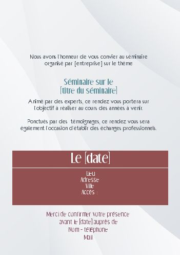 Carte Invitation Reunion Seminaire Gris à imprimer