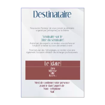 carte invitation reunion seminaire gris 