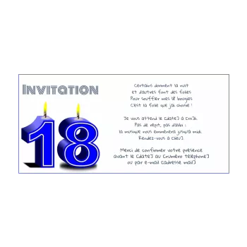Carte invitation anniversaire 18 ans