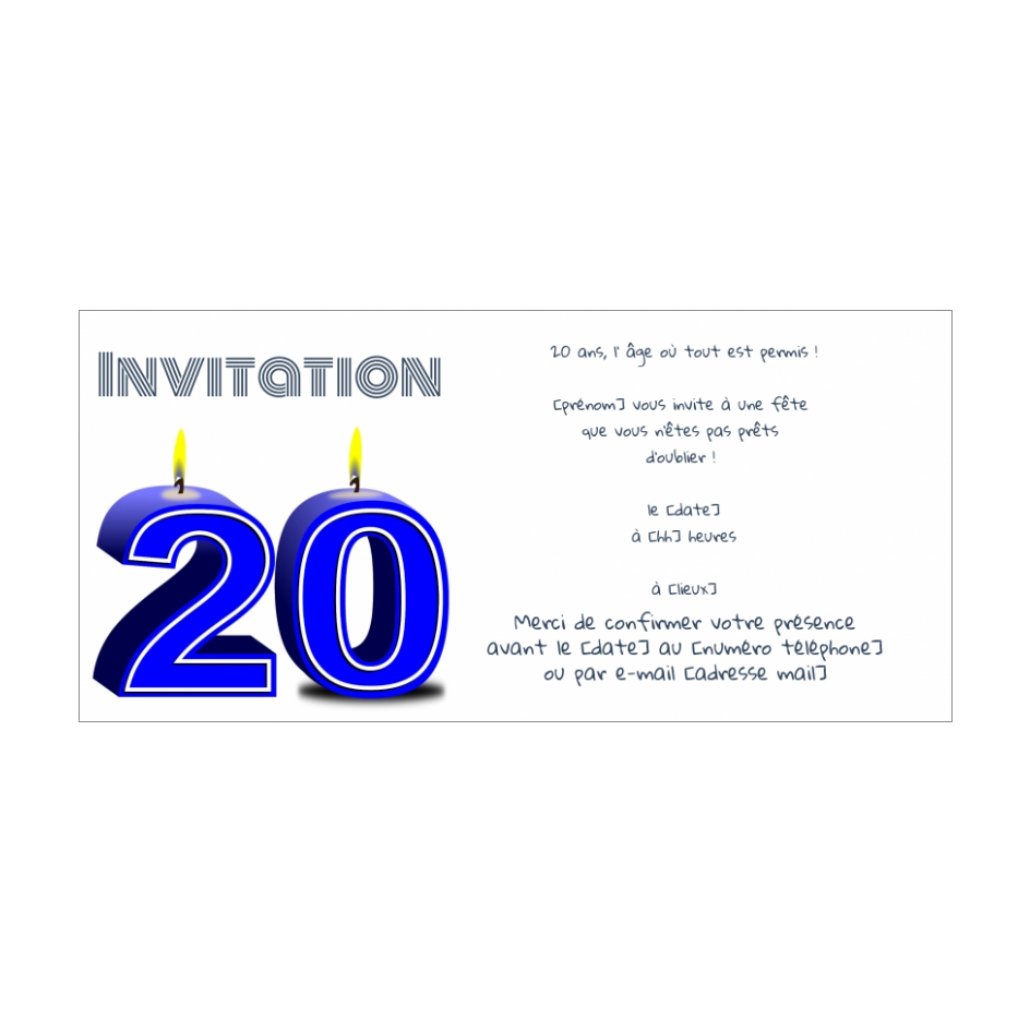 Invitation Anniversaire Ans Bougie Bleu Gratuit A Imprimer Carte 3425