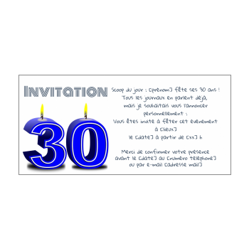 Invitation D Anniversaire 30 Ans Gratuit A Imprimer Ou Envoyer Par Carte Virtuelle