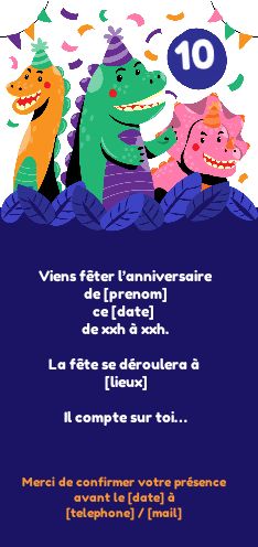 Etiquettes invitations Dinosaure pour anniversaire