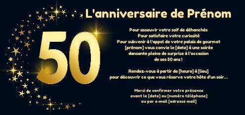 Invitation Anniversaire 50 Ans Doree Etoile Gratuit A Imprimer Carte 3458