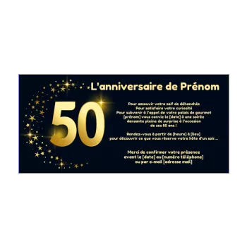 Invitation d'anniversaire 50 ans gratuit à imprimer ou à envoyer