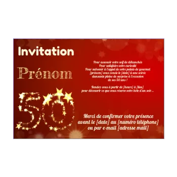 Invitation D Anniversaire 50 Ans Gratuit A Imprimer Ou A Envoyer