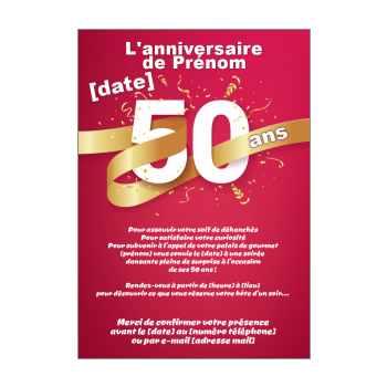 Le Plus Rapide Carte D Invitation Anniversaire 50 Ans Humoristique Gratuite A Imprimer