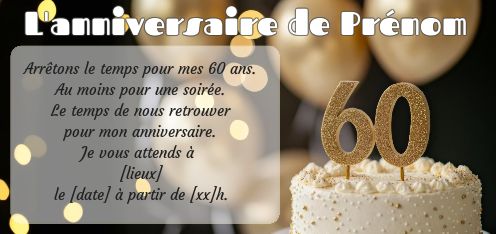 Invitation Anniversaire 60 Ans Doree virtuelle gratuit