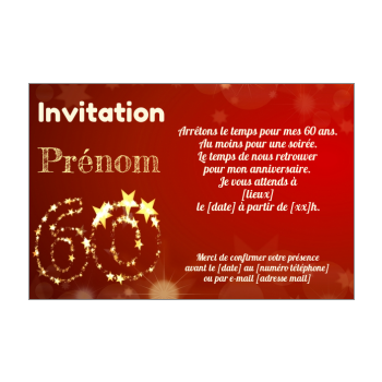 Invitation D Anniversaire 60 Ans Gratuit A Imprimer Ou Envoyer Par Carte Virtuelle