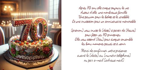 Invitation Anniversaire 70 Ans Table virtuelle gratuit