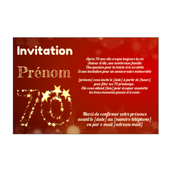 Invitation D Anniversaire 70 Ans Gratuit A Imprimer Ou Envoyer Par Carte Virtuelle