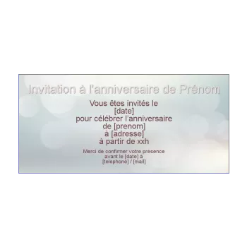 carte invitation anniversaire blanc lumiere 