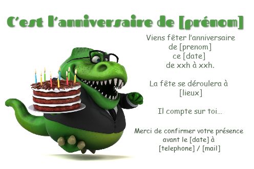 Invitation anniversaire dinosaures - Fête