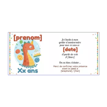 carte invitation anniversaire dinosaure bebe bougie enfant gateau 