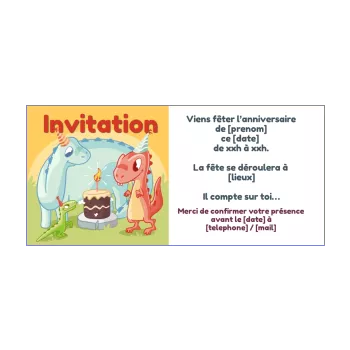 Carte Invitation Anniversaire Dinosaure Eau Enfant gratuit à imprimer (carte  4014)