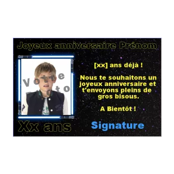 carte joyeux anniversaire enfant epee laser etoile noir 