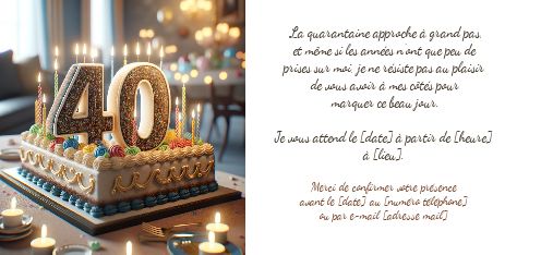 Invitation Anniversaire 40 Ans Table virtuelle gratuit