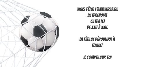 Carte Invitation Anniversaire Football Ballon gratuit à imprimer