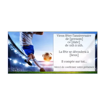 carte invitation anniversaire football ballon bleu enfant 