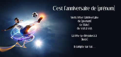 Carte Invitation Anniversaire Football Ballon virtuelle gratuit