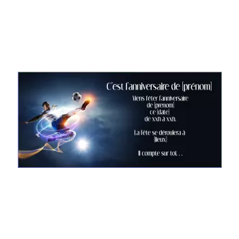 carte invitation anniversaire football ballon enfant lumiere noir 