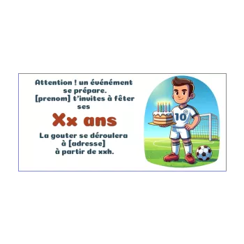 carte invitation anniversaire football ballon bougie dessin enfant 